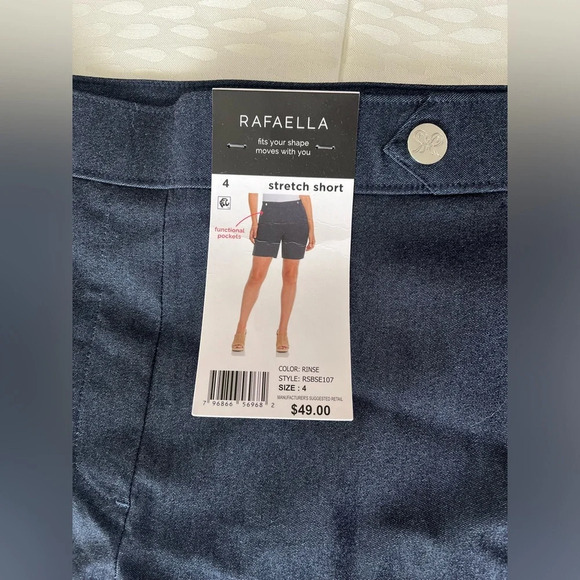 NWT Rafaella Size 4 Blue Stretch Short High Waist 7” Inseam Classic Preppy - Picture 3 of 9